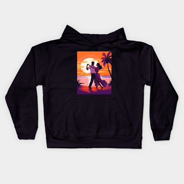 Couple Dancing Bachata on The Beach Kids Hoodie by Dance Art Creations